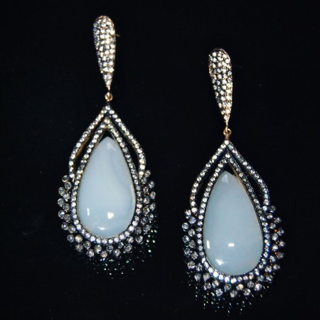 Moonstone Victorian Diamond Earrings